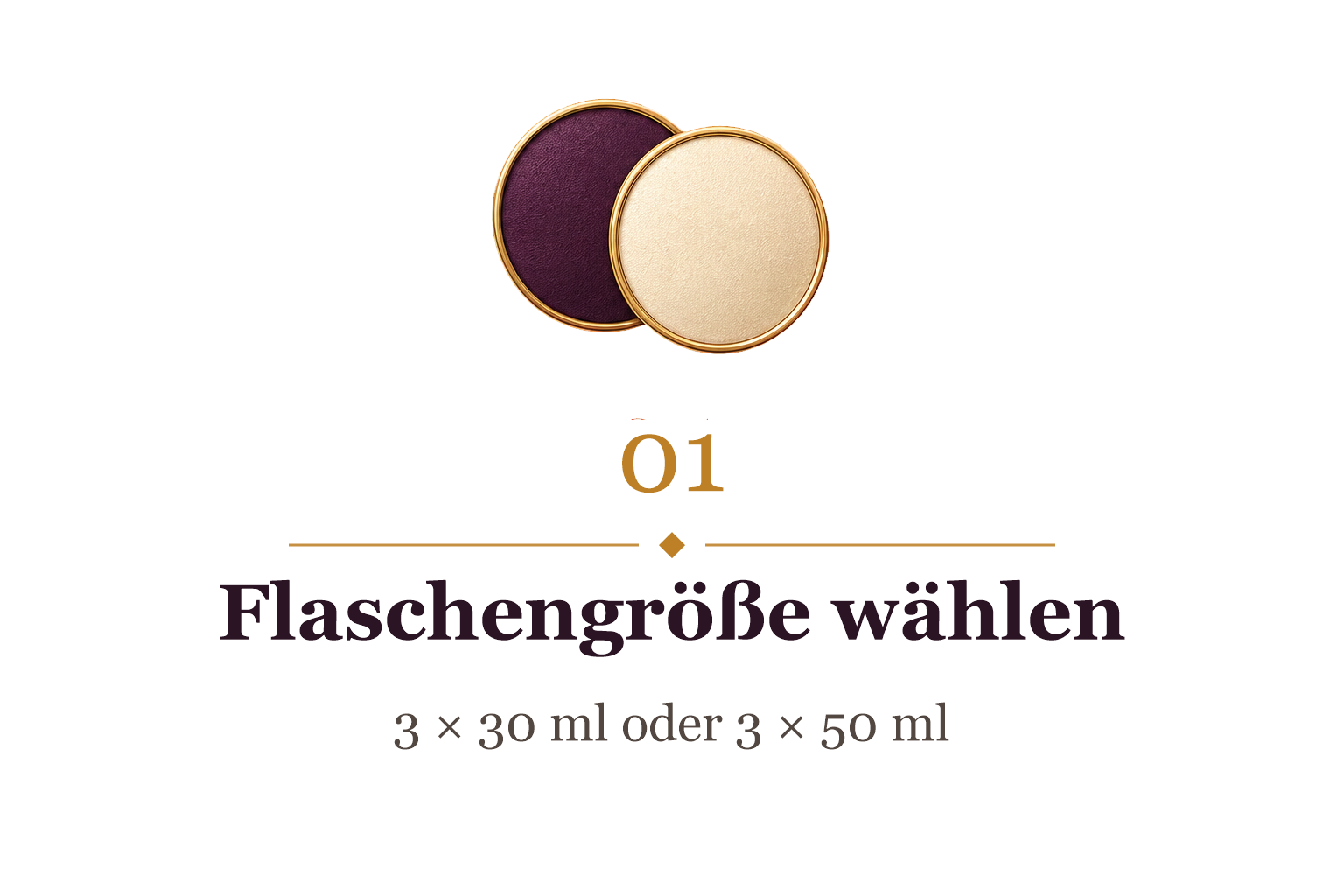 Schritt 1: Zwischen 3 × 30 ml und 3 × 50 ml wählen.